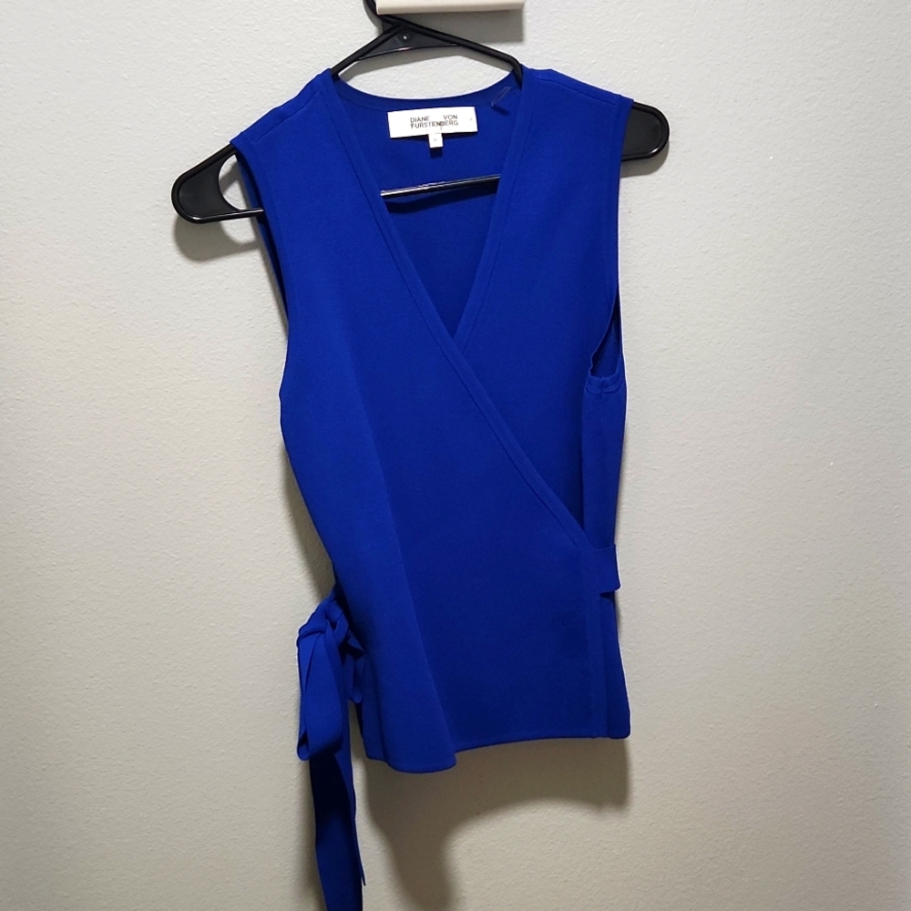 Royal blue wrap blouse